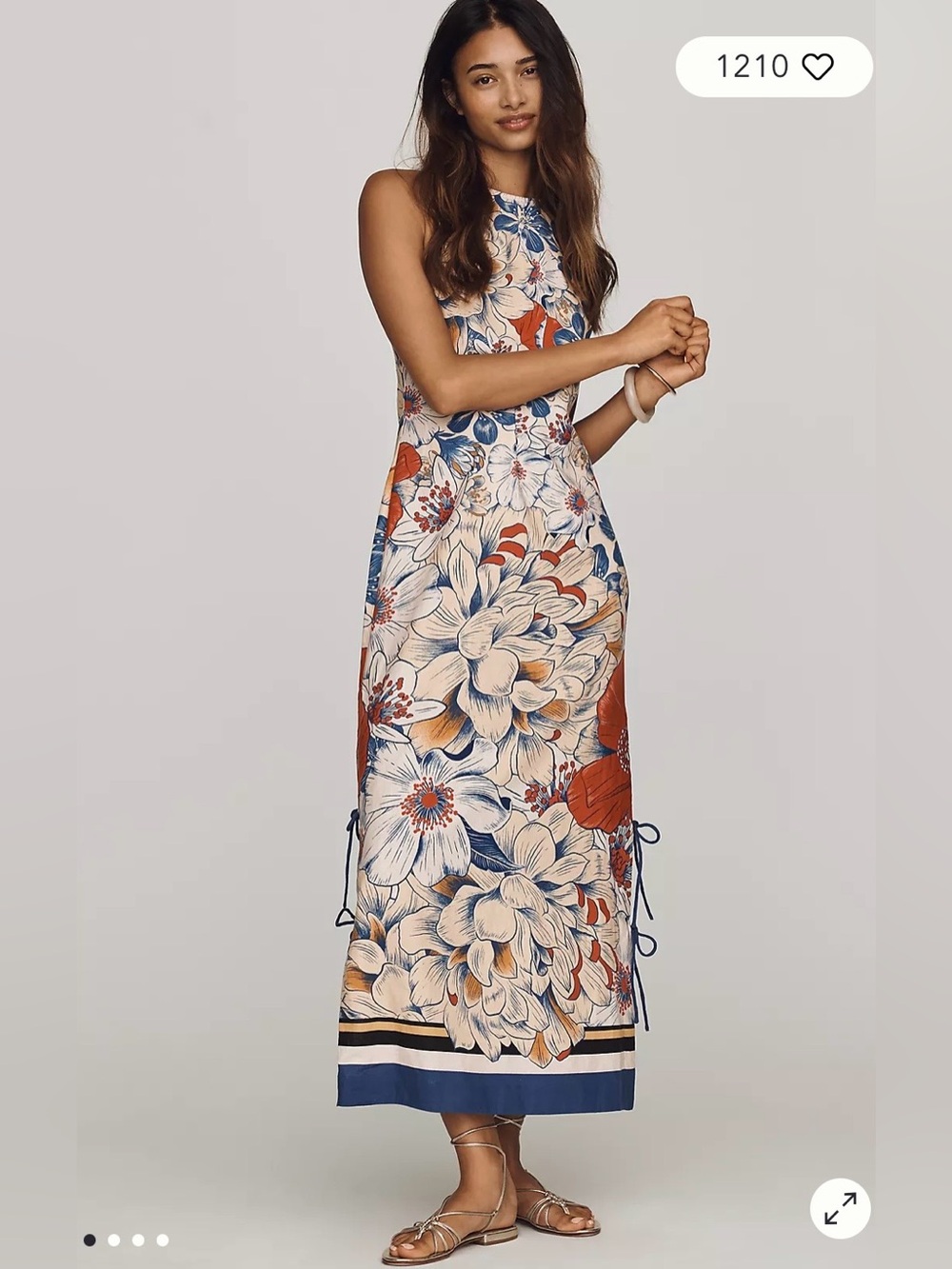 FARM Rio X Anthropologie Sleeveless Tie Floral  Maxi Dress Size XS
